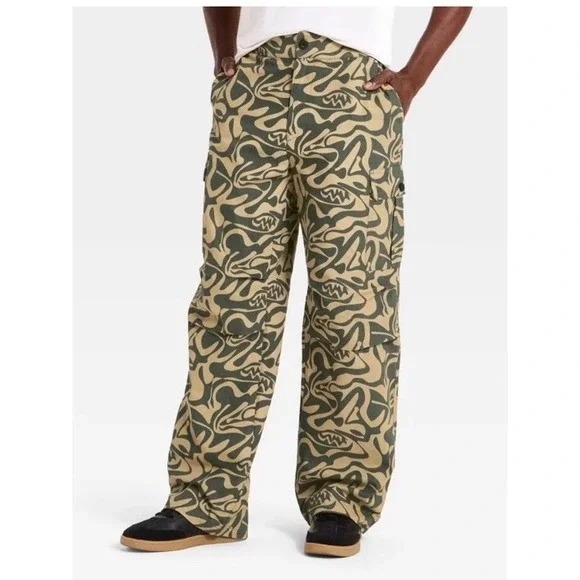 Black History Month Adult Mid-Rise Straight Leg Cargo Pants - Dark Green Size XL - Picture 1 of 6